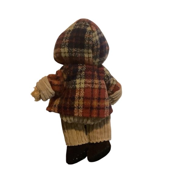 Russ Plaid Hooded Teddy Bear Plush Corduroy Christmas Rustic Ornament 6.5" - Picture 2 of 3